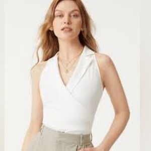 OGL White Sleeveless Wrap Blouse